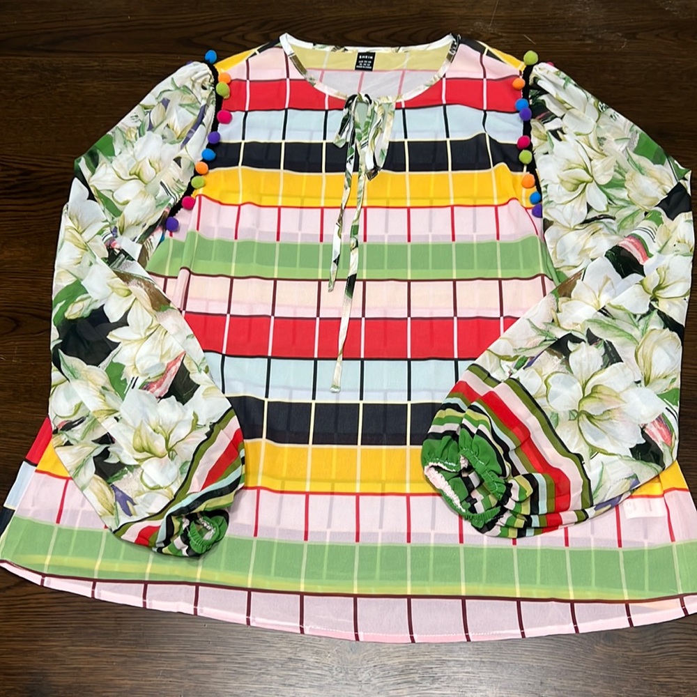 Shein Sheer Multicolor Blouse